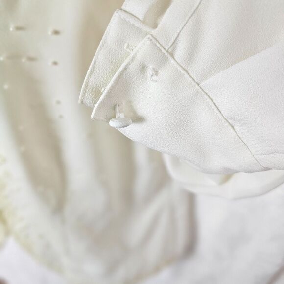 Vintage New York City Blouse Co. Women Ivory Pearl Embellished Blouse Size 14 - Picture 8 of 12